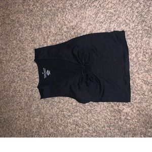 Black tie-front tank